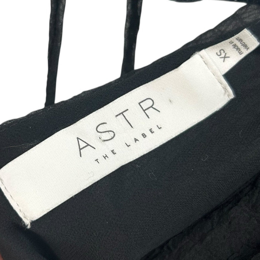 ASTR The Label Black Gauze Short Bubble Sleeve Tie Back Crop Top Womens XS