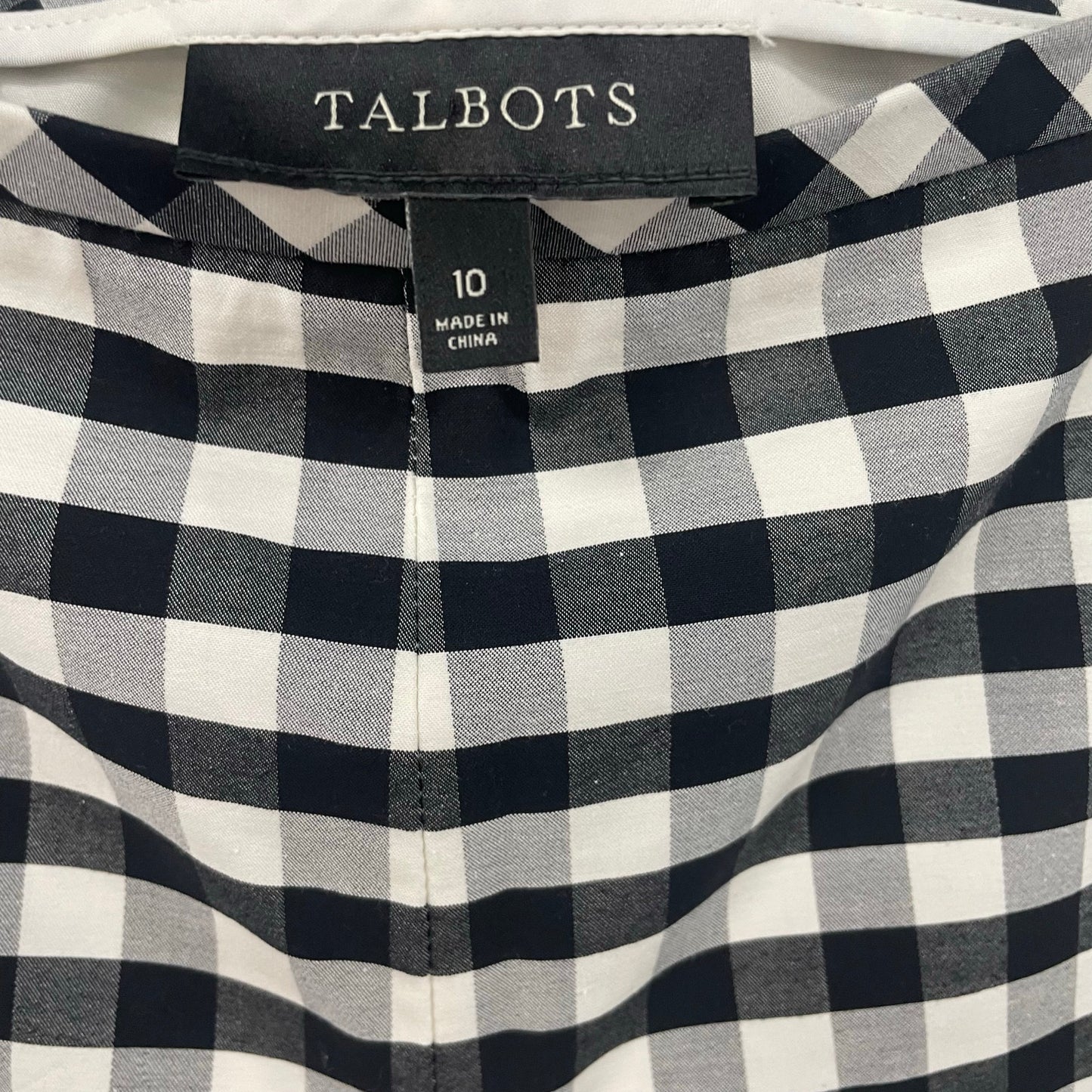 Talbots Black White Gingham Print Side Zip Up Pleated Pants Womens Size 10