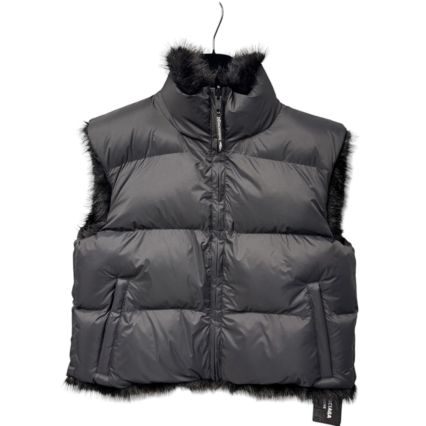 NWT Balenciaga Black Faux Fur Reversible Ski Jacket Womens 6