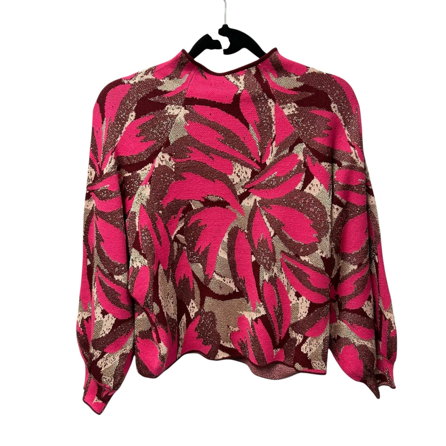 by Anthropologie Pink Multi Beatriz Mock Neck Sweater Womens Petite Medium