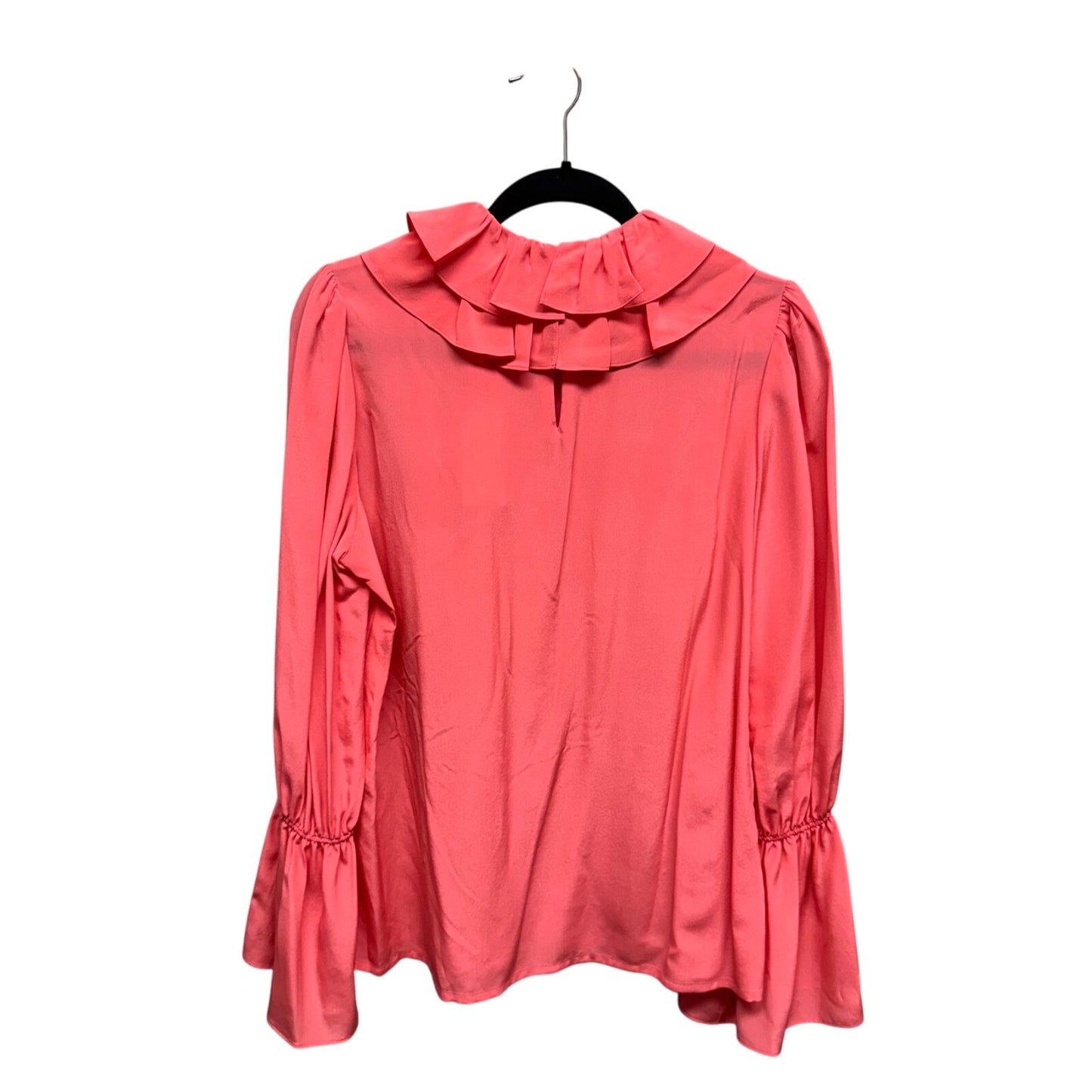 NWT Tory Burch Vivid Pink Long Sleeve Silk Draped Collar Blouse Womens Medium