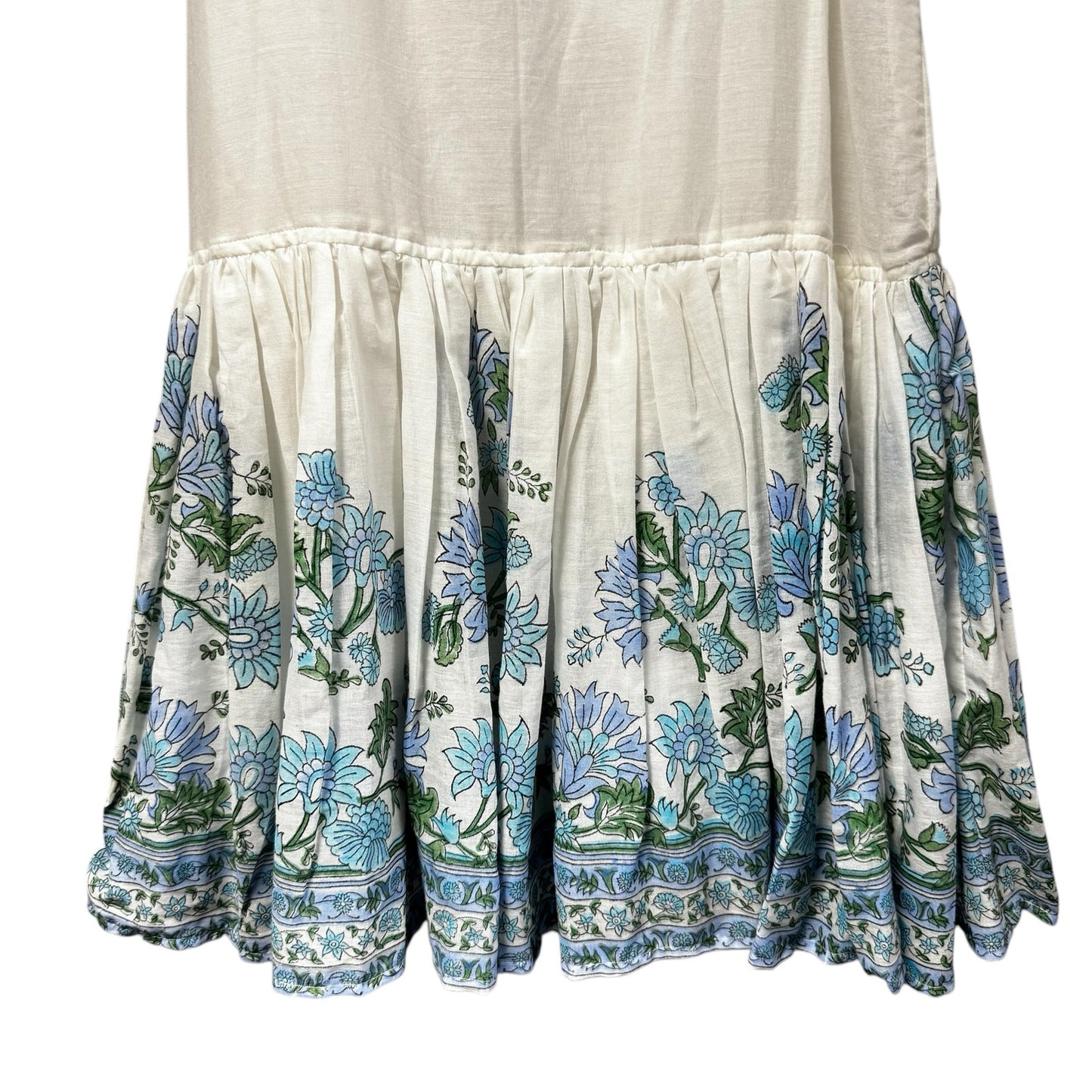 NWT Juliet Dunn White Blue Floral Sleeveless Scoop Neck Drop Waist Dress Women 2