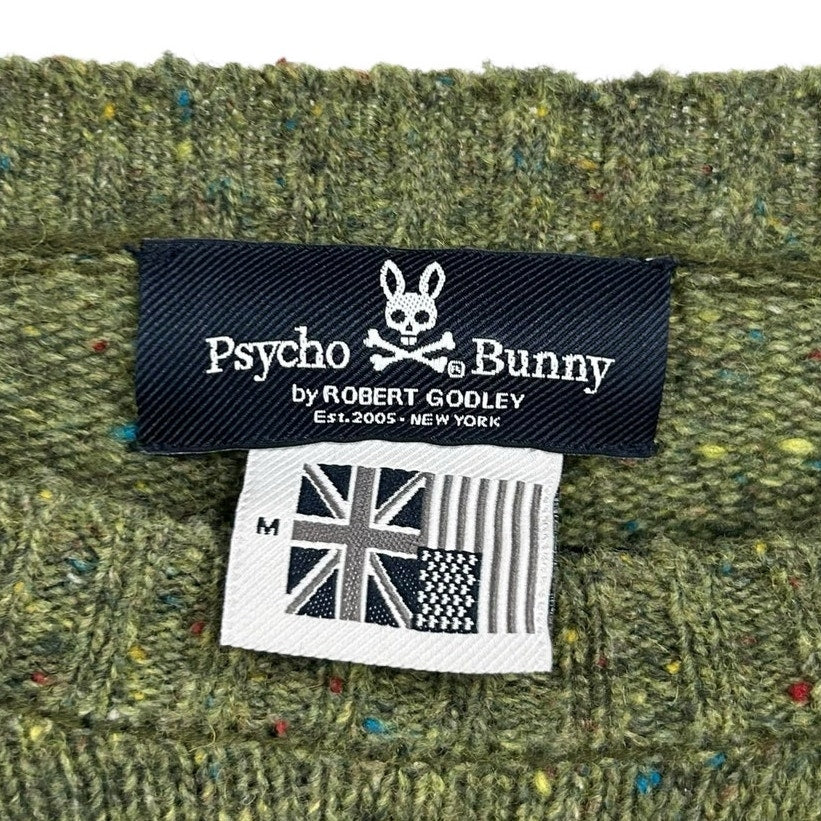 Psycho Bunny Green Lamb Wool Blend Long Sleeve Pullover Sweater Mens Medium
