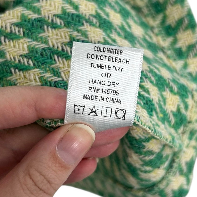 4SI3NNA Green Houndstooth Shailene Sleeveless Mini Dress Womens Medium