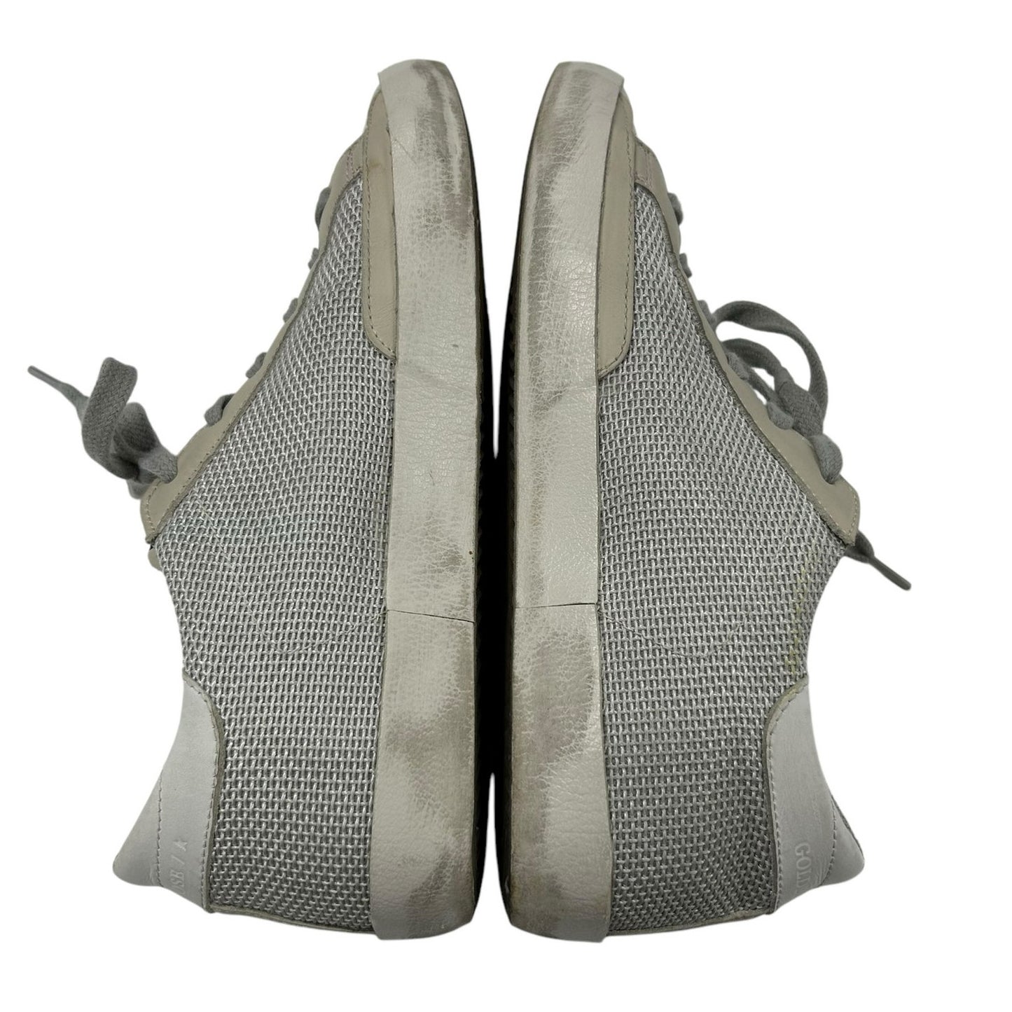 Golden Goose White Leather Gray Knit Fabric Superstar Sneakers Womens 37 / US 7