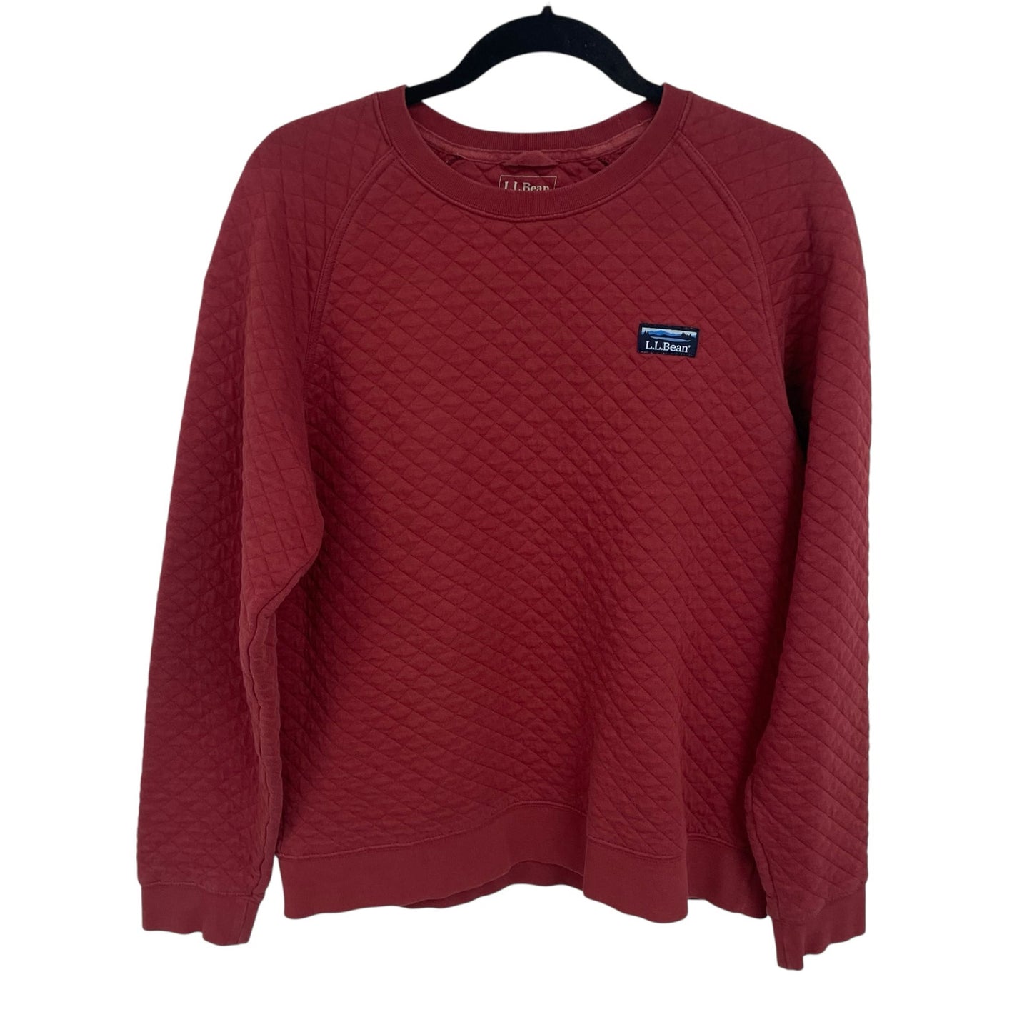 L.L. Bean Red Quilted Crewneck Sweatshirt Mens Size Medium