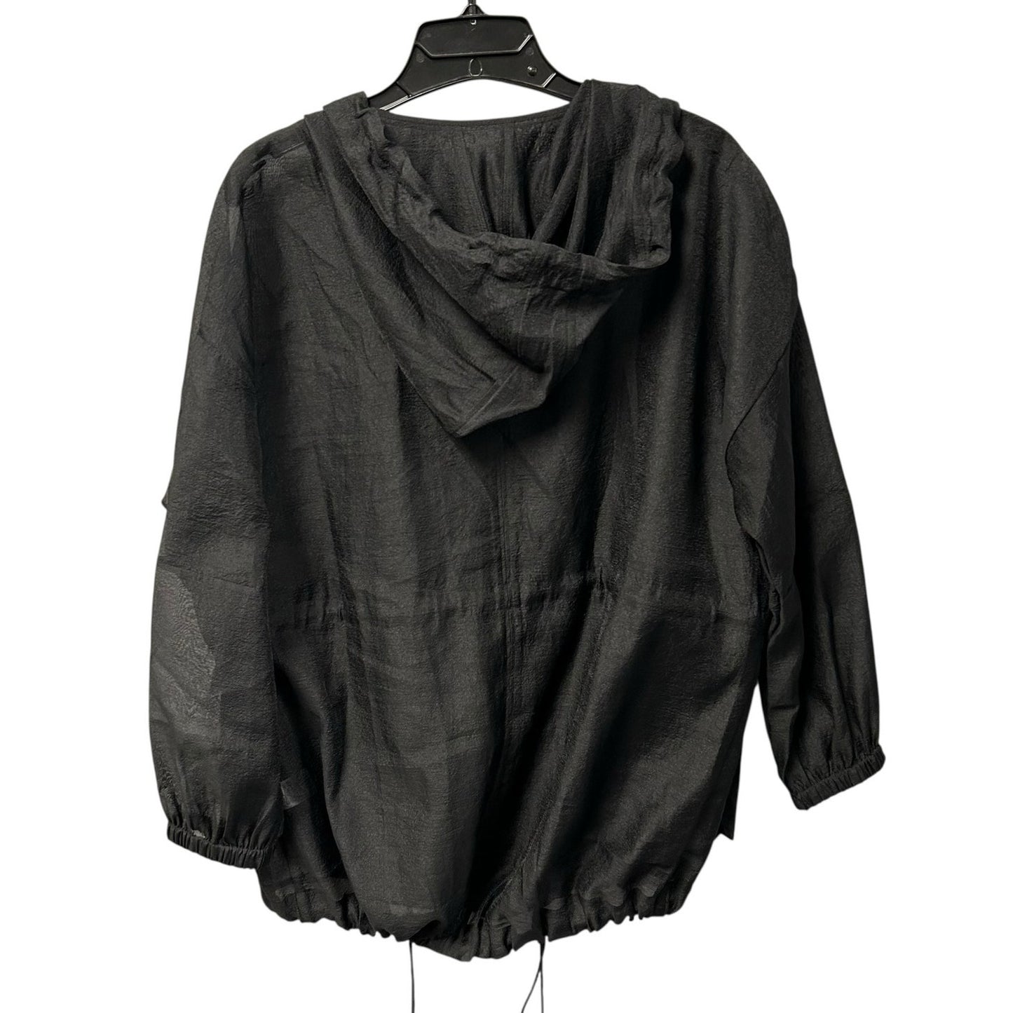 Good American Black Semi Sheer Hooded Drawstring Jacket Womens 2 / Medium