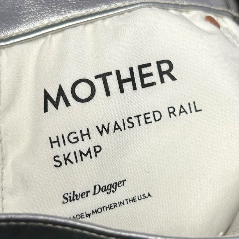 NWT Mother Silver Dagger High Waisted Rail Skimp Faux Leather Pants Womens 25