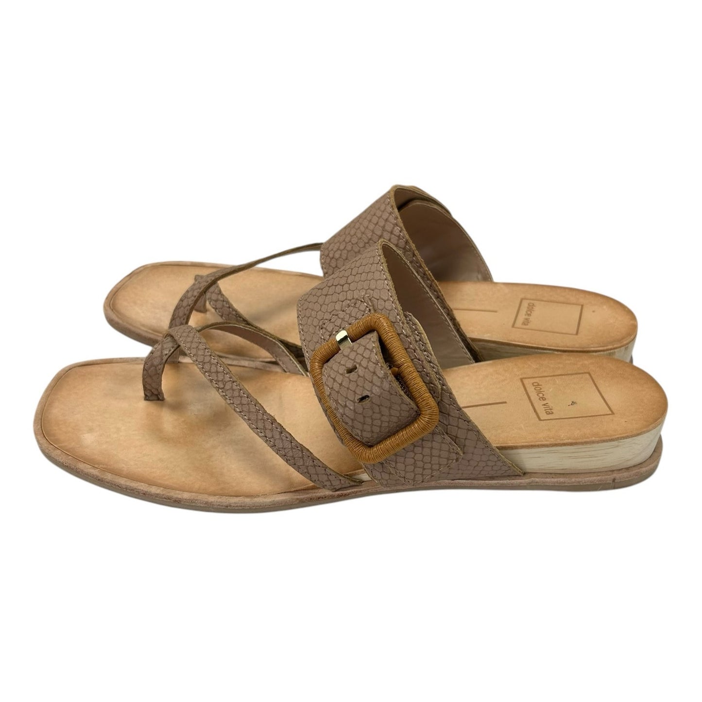 Dolce Vita Cafe Embossed Leather Perris Flat Buckle Sandal Womens 8.5