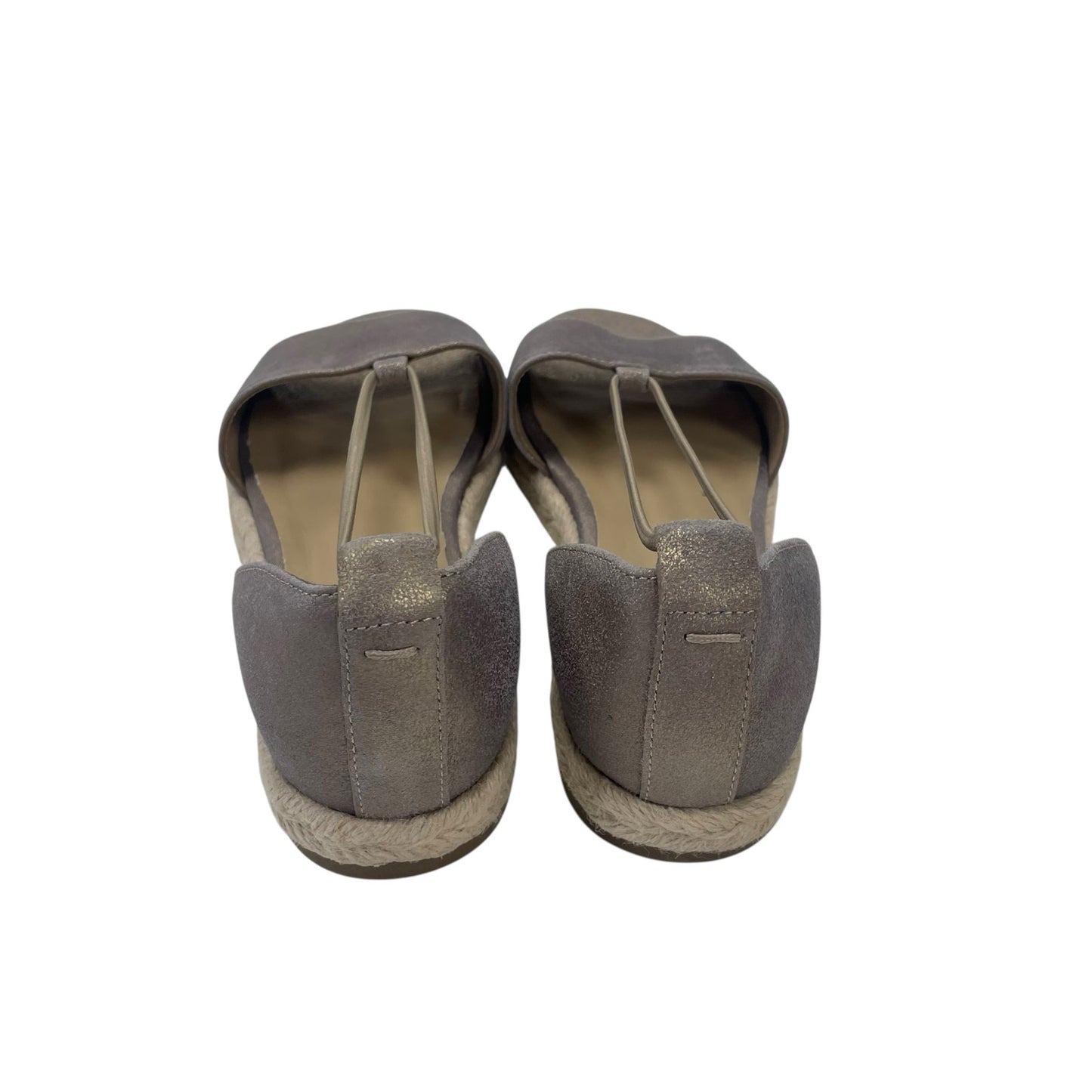 Eileen Fisher Mews Metallic Leather Platinum Espadrille Sandals Womens Size 6.5