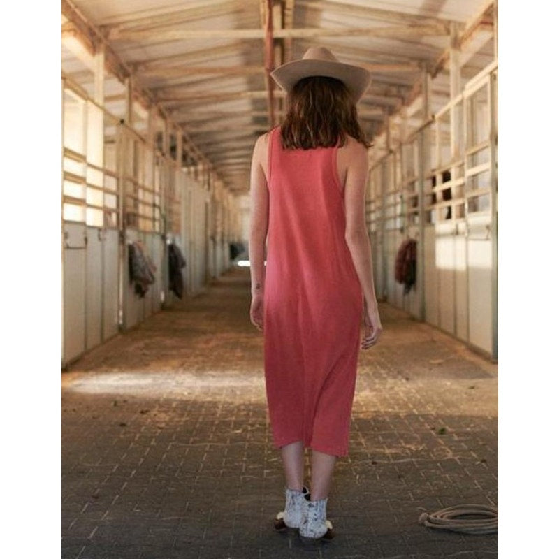 NWT The Great in Cardi Pink Sleeveless The Snap Tank Maxi Dress Womens Small