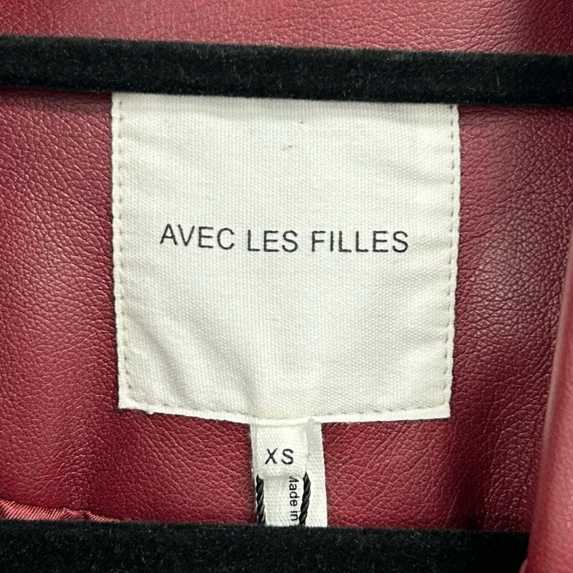 NWT Avec Les Filles Wine Red Faux Leather Sleeveless Belted Vest Womens XS