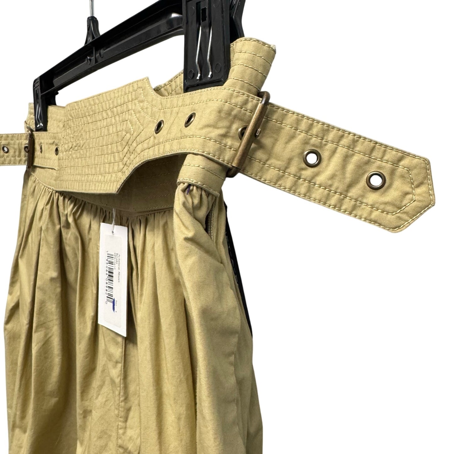 NWT Ulla Johnson Khaki High Rise Double Belted Cotton Adeline Shorts Womens 4