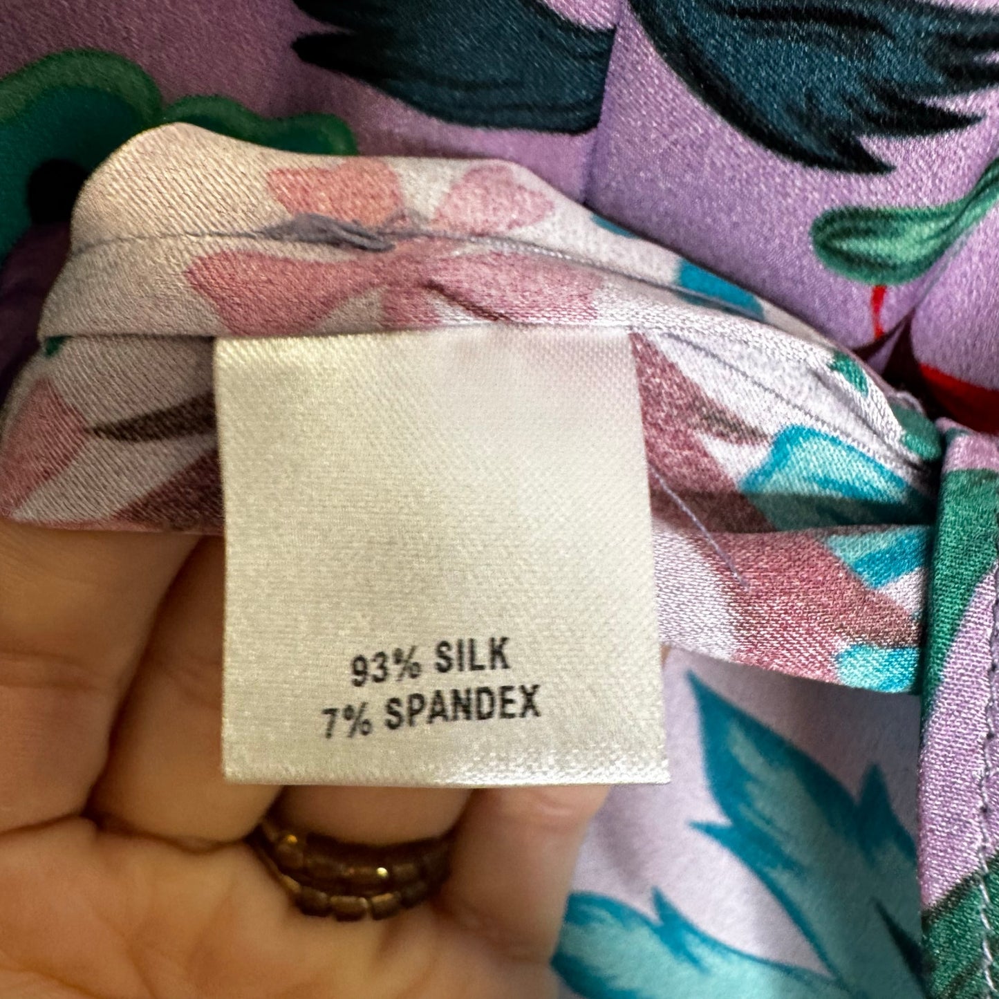 NWT Tucker Purple Multi Floral Long Sleeve Mock Neck Silk Blouse Womens Small