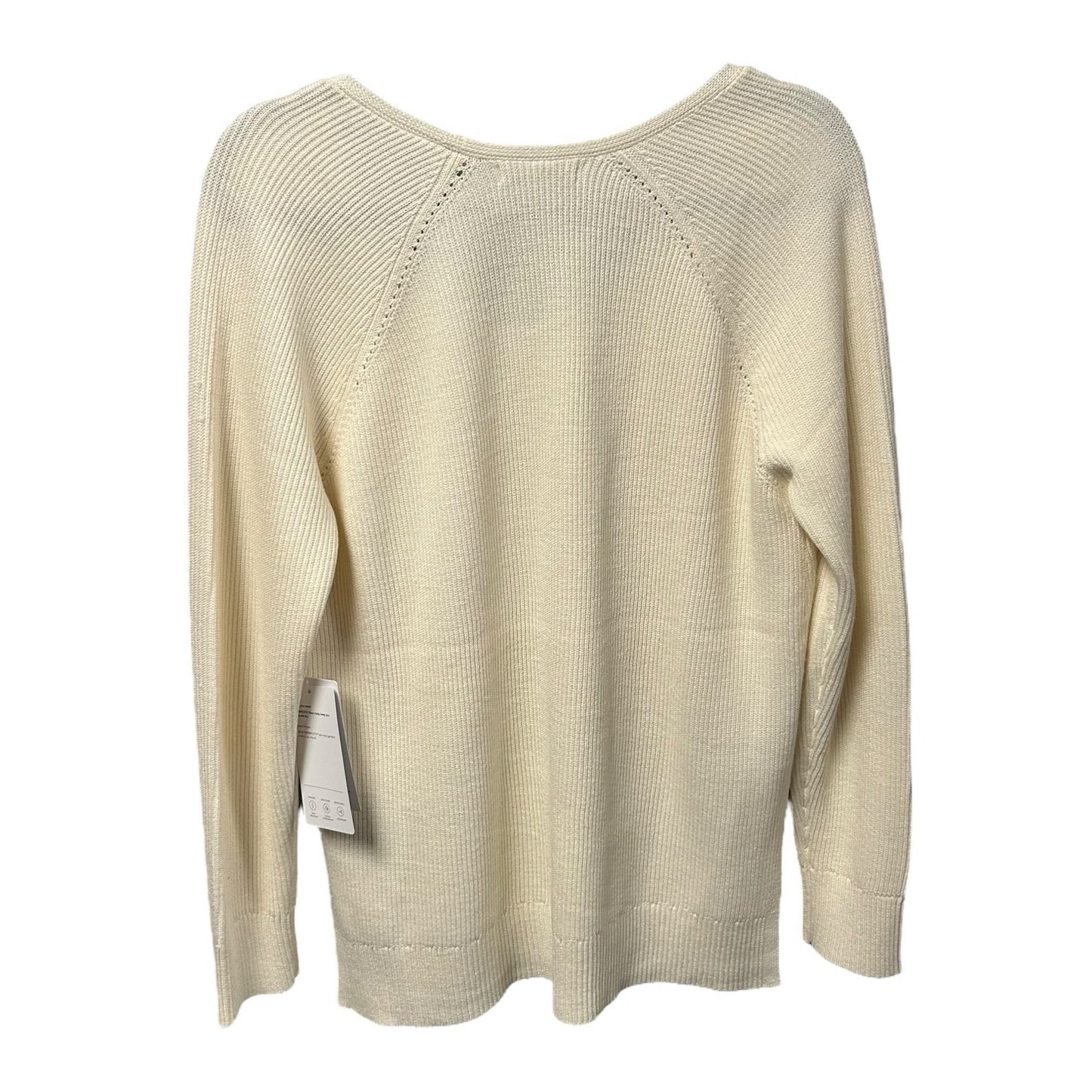 NWT Athleta Cream Thermolite Hanover V-Neck Pullover Sweater Womens Size Medium