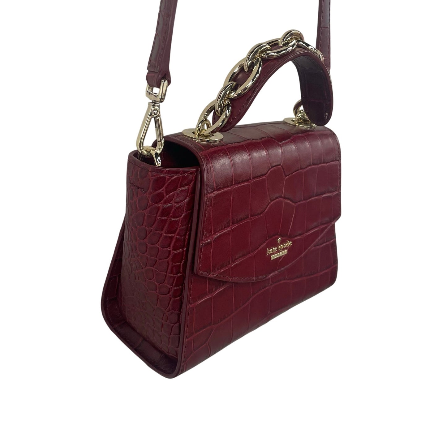 Kate Spade Murray St. Luxe Kim Satchel Crossbody Handbag Dark Red Leather