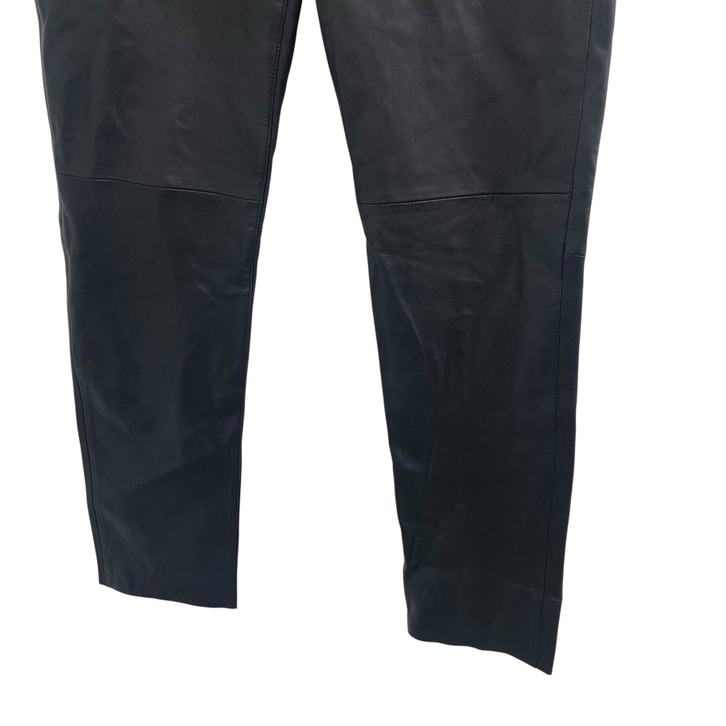 NWT Ecru Black Leather Straight Leg High Waist Hudson Pant Womens Size 4