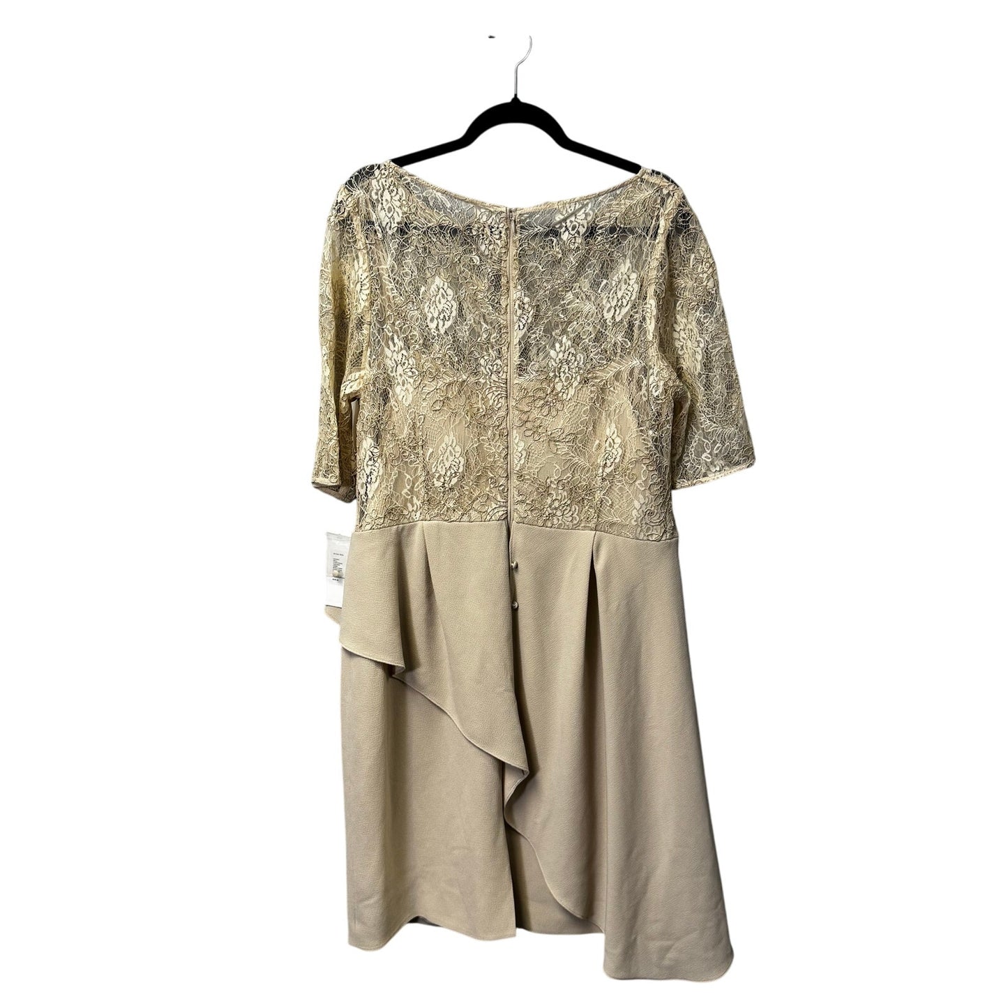 NWT Teri Jon Champagne Floral Lace Short Sleeve Round Neck Sheath Dress Women 18