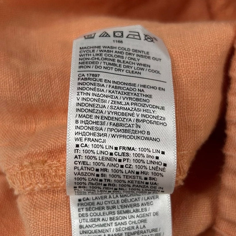 Athleta Light Orange Elastic Waist Drawstring Cabo Linen 4” Short Womens Size 6
