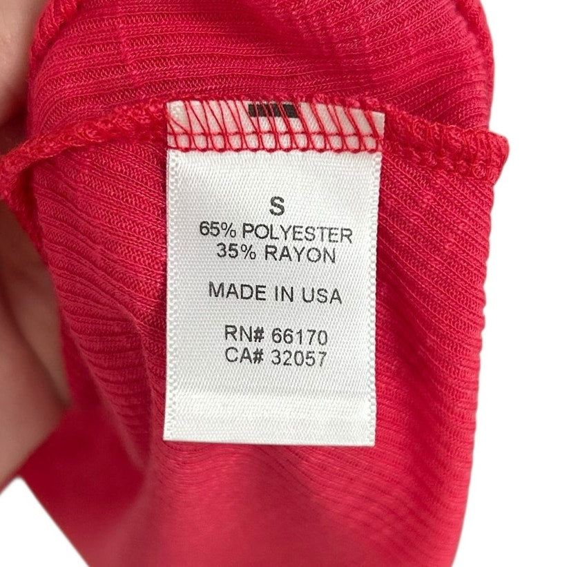 NWT Free People Bright Pink Ribbed Sleeveless Flowy Tank Top Womens Small