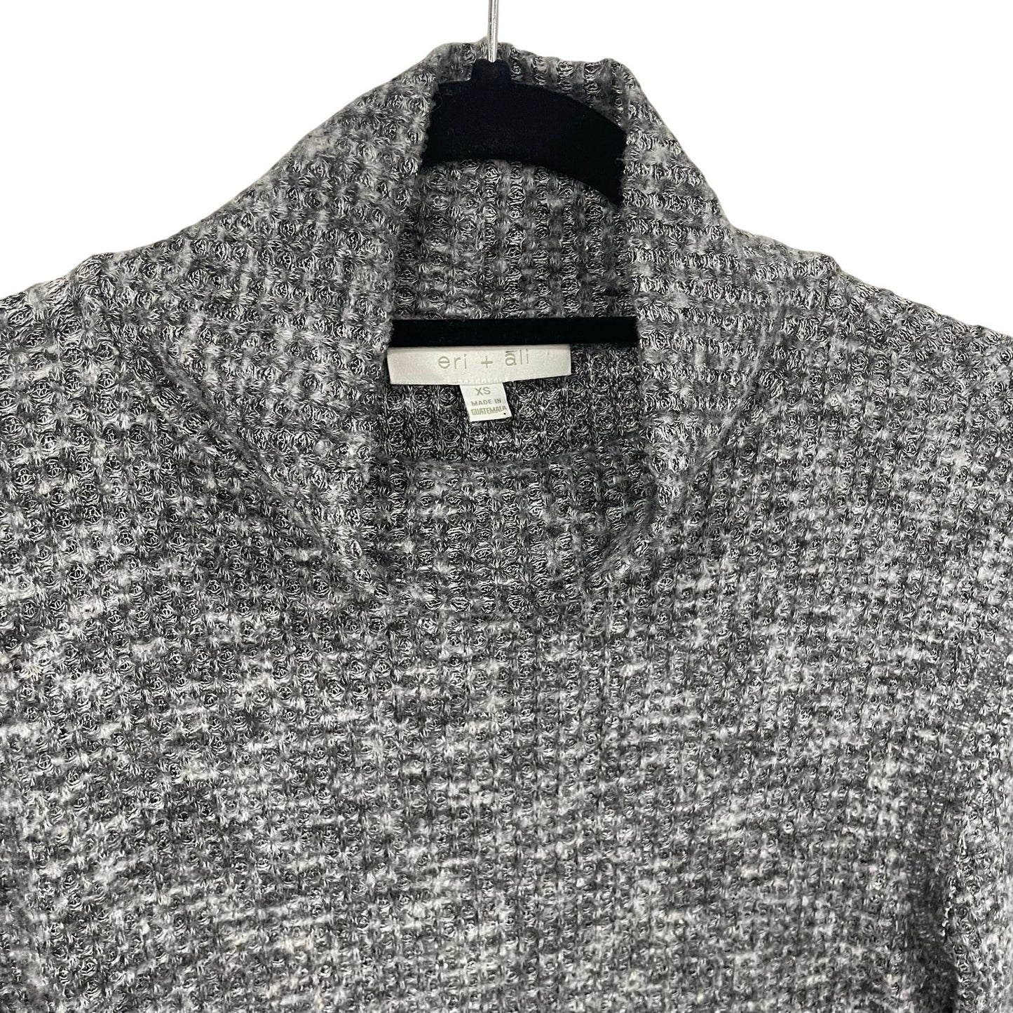Anthropologie Eri + Ali Waffle Knit Mock Neck Heathered Gray Long Sleeve Top XS