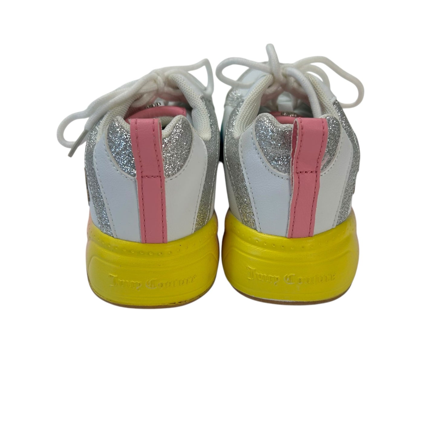 Juicy Couture Girl's Beverly Blvd Glitter Pink Logo Sneakers in White Rainbow 4