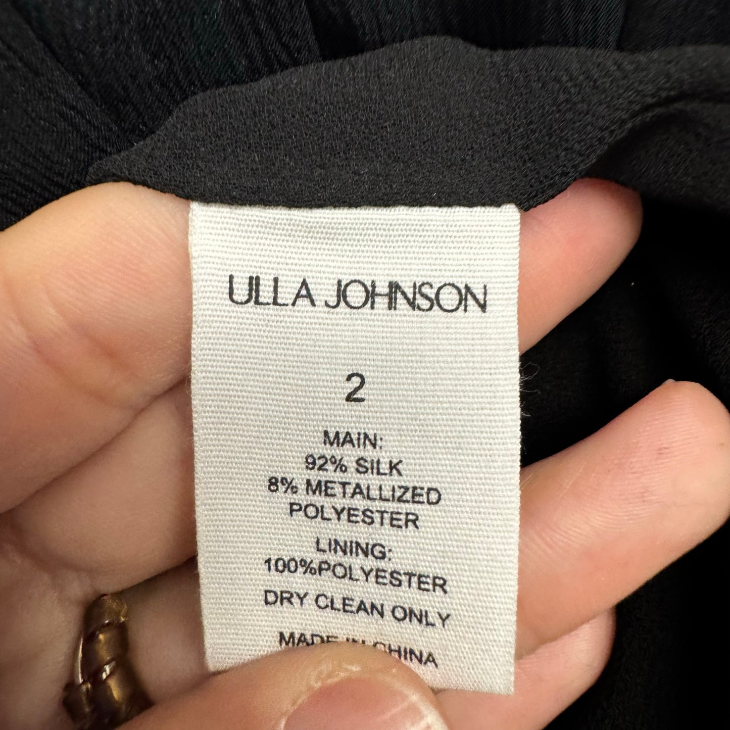 NWT Ulla Johnson Black Gold Cosmo Print Long Sleeve Mock Neck Mila Silk Blouse 2
