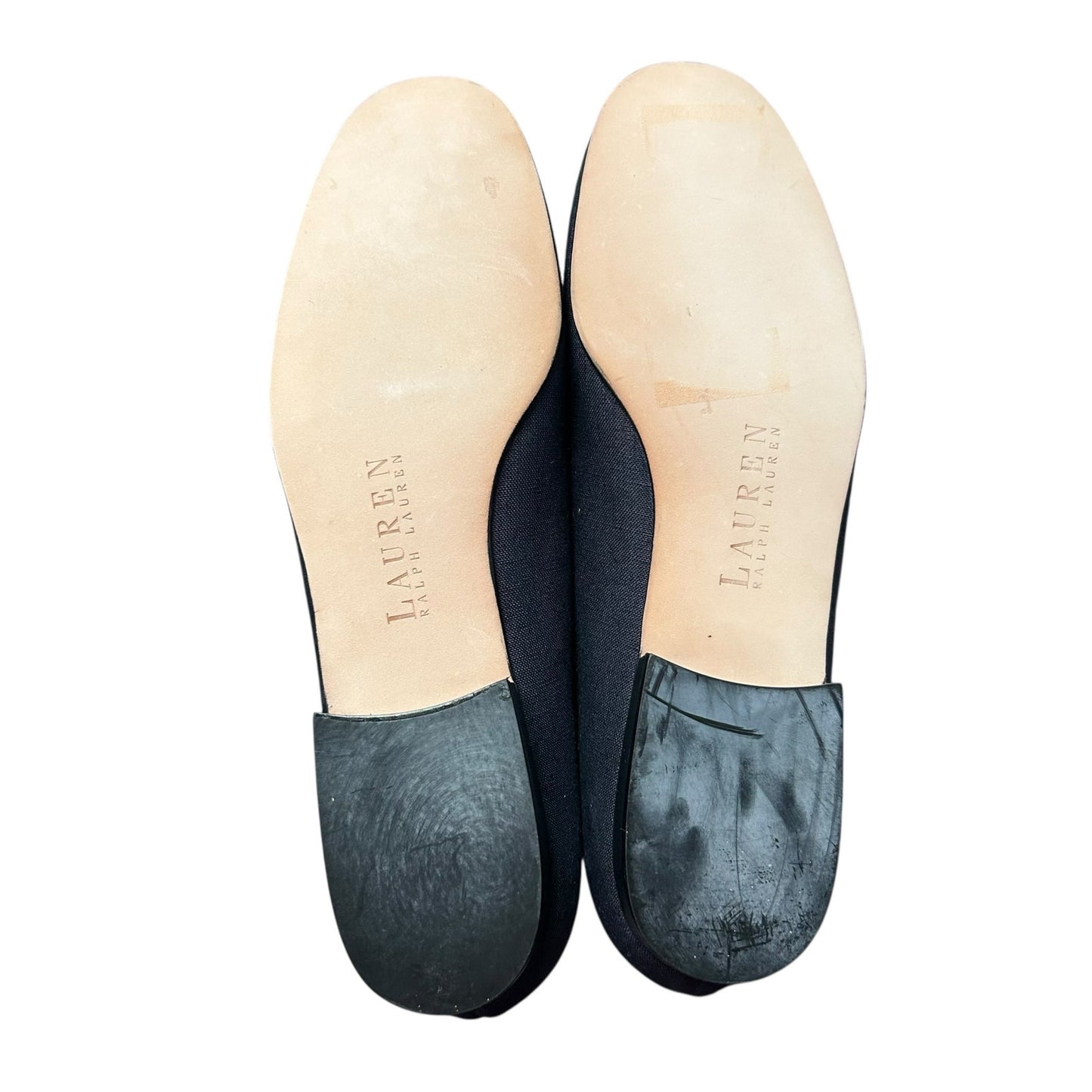 Lauren Ralph Lauren Blue Logo Embroidered Slip On Heeled Loafer Womens 9