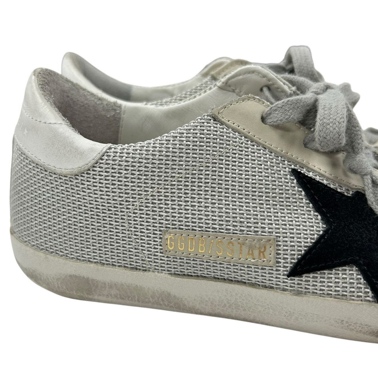 Golden Goose White Leather Gray Knit Fabric Superstar Sneakers Womens 37 / US 7