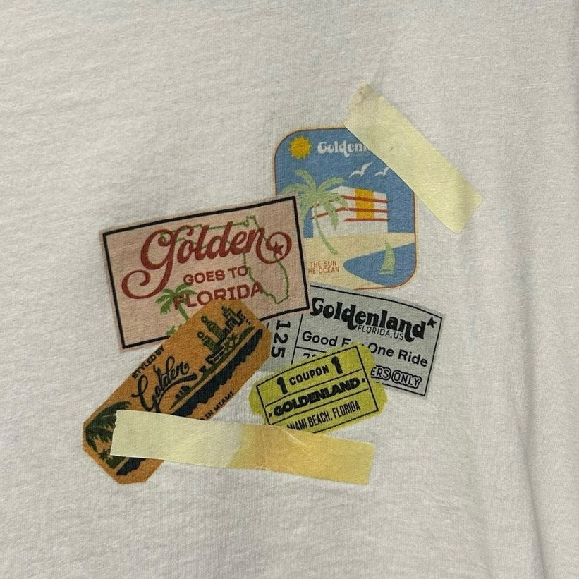 Golden Goose Goldenland Florida Ticket Graphic Short Sleeve Tee Womens Small