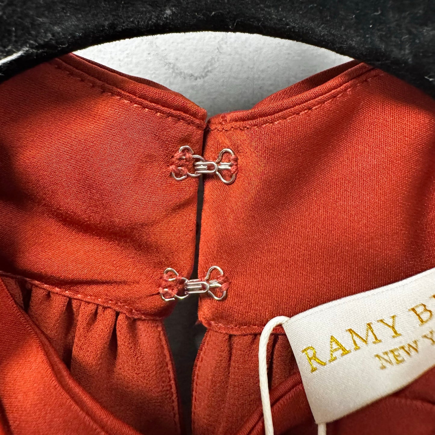 NWT Ramy Brook in Clay Red Sleeveless Mock Tie Neck Aviva Top Womens X-Small