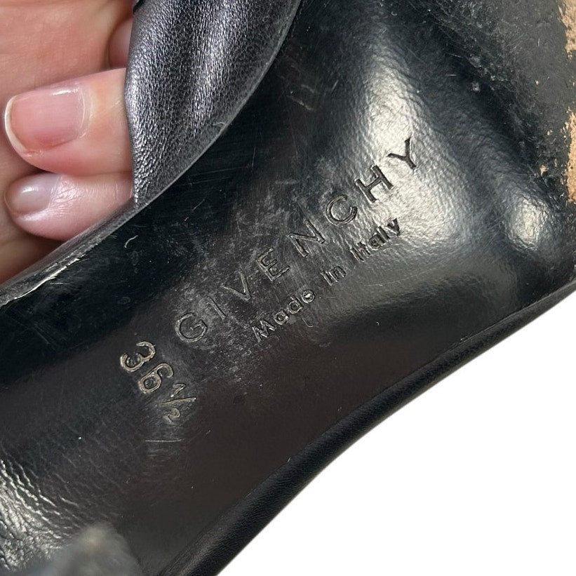 Vintage Givenchy Black Leather Flower Closed Toe Womens 36.5 / US 6.5 AS IS