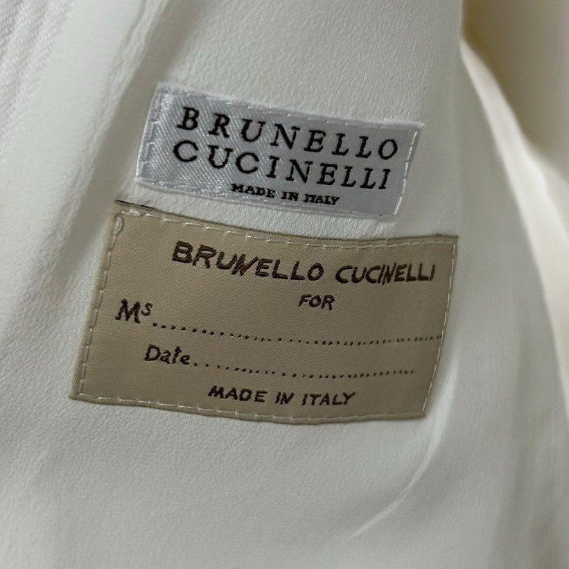 Brunello Cucinelli White Linen Blend Double Breasted Blazer Womens 38 / US 2