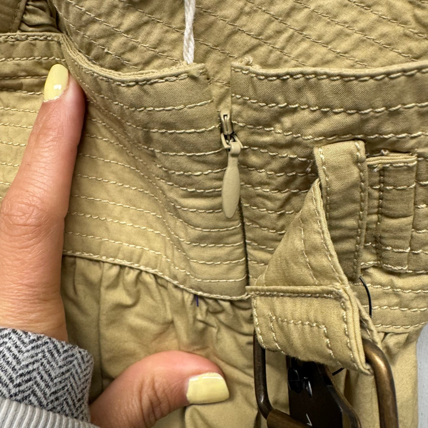 NWT Ulla Johnson Khaki High Rise Double Belted Cotton Adeline Shorts Womens 4