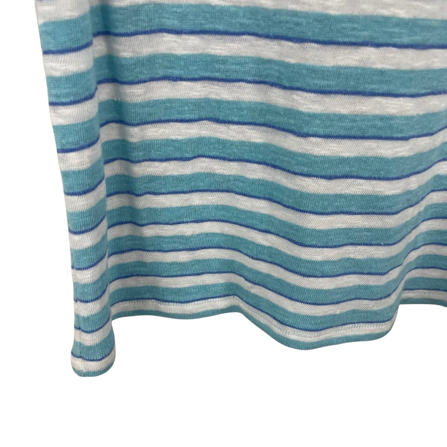 J. Jill Linen Blend Blue White Striped Short Sleeve T Shirt Womens Size XS
