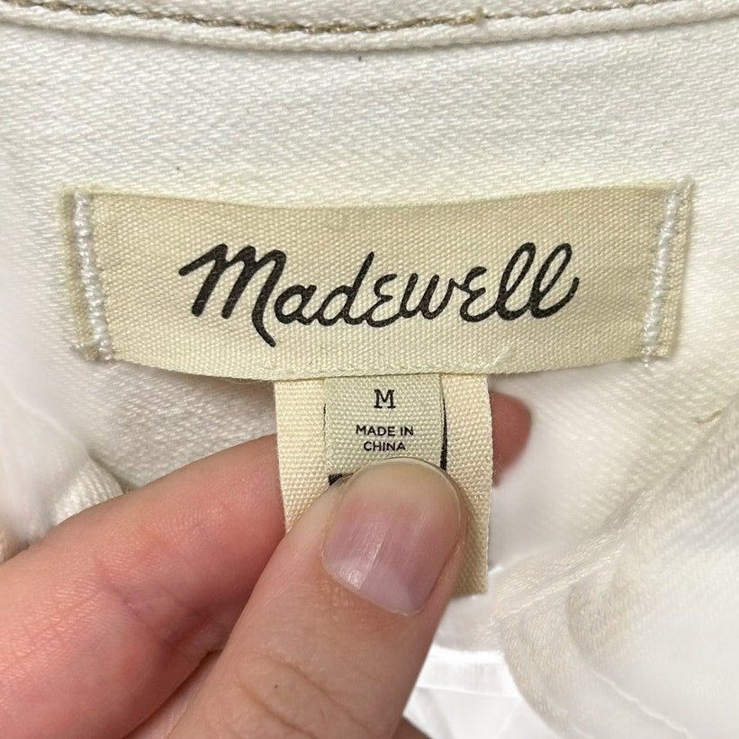 Madewell Tile White Button Up Denim Oversized Mini Shirtdress Womens Medium