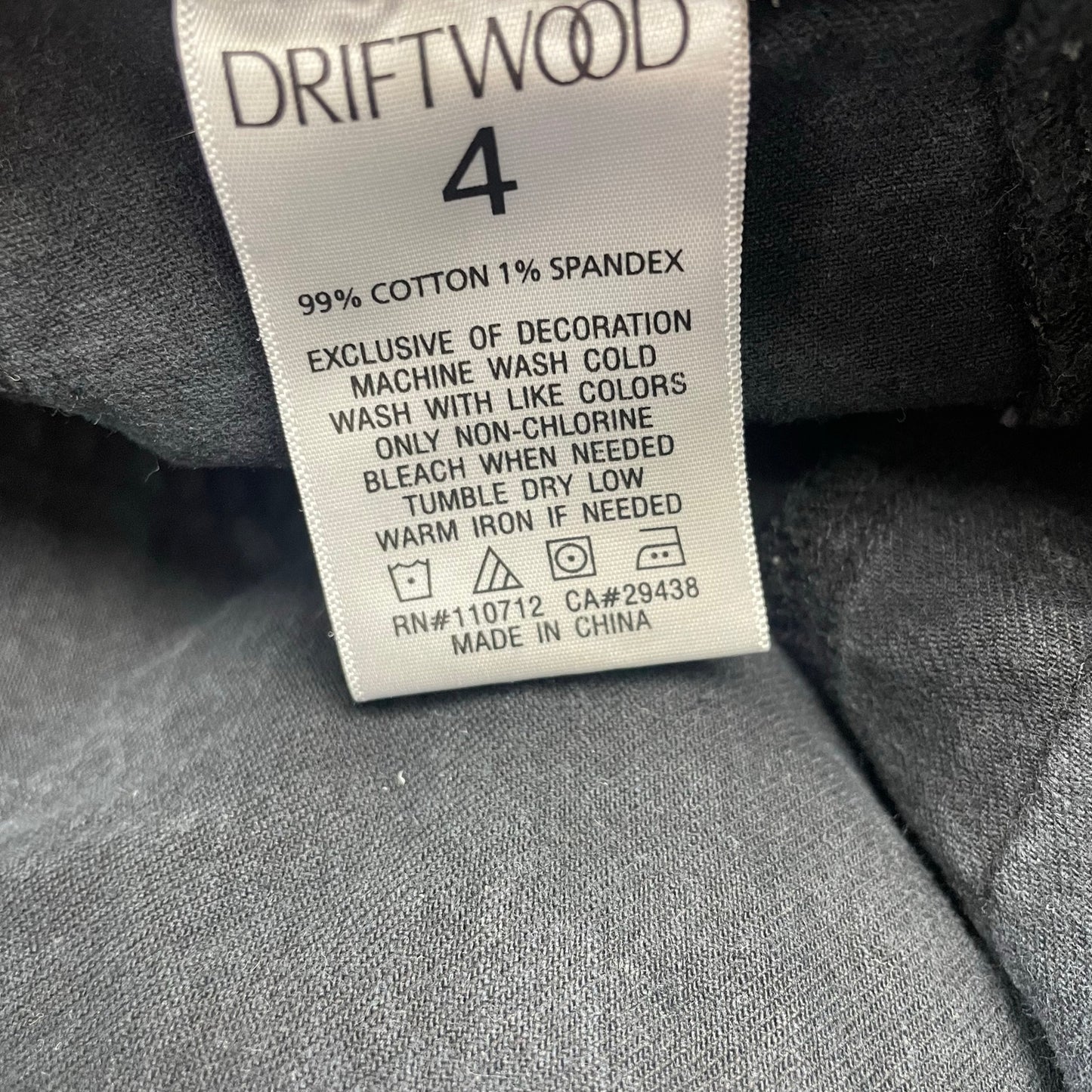 Driftwood Royce Cargo Straight Leg Jean Acid Black Denim Womens Size 4