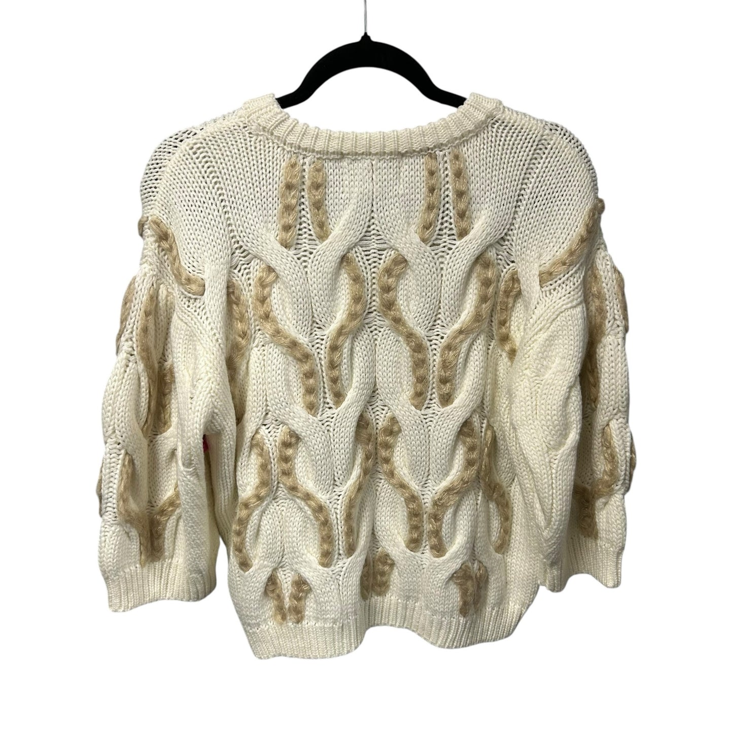 Moon River Cream Tan Braided Intertwined Acrylic Knit Sweater Womens Small