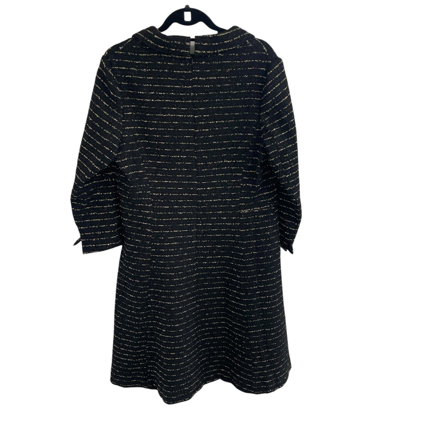 Rickie Freeman Teri Jon Black Gold Metallic Double Breasted Twill Coat Dress 14
