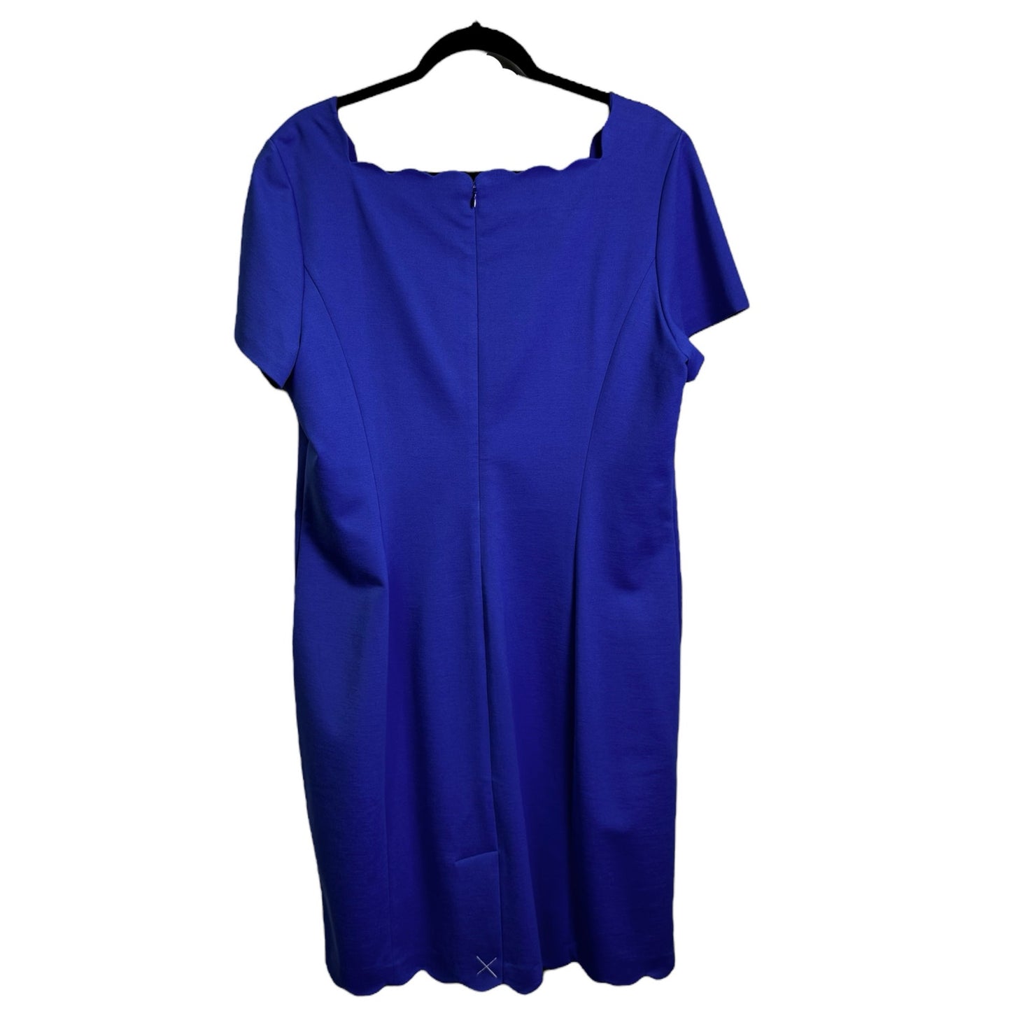 NWT Talbots Blue Short Sleeve Scalloped Square Neck Mini Shift Dress Womens 18