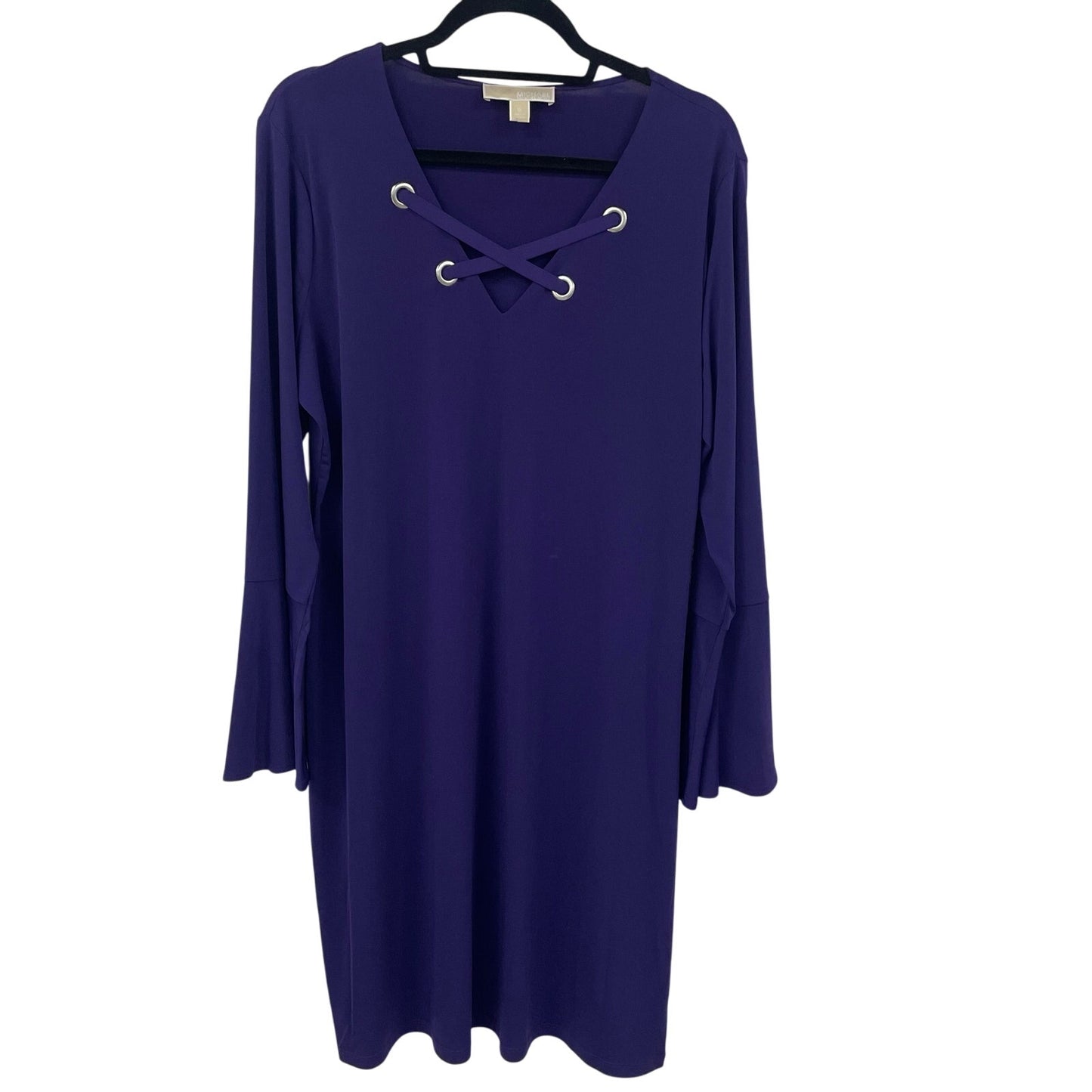 Michael Michael Kors Spandex Blend Flare Sleeve Dark Purple Dress Womens 1X