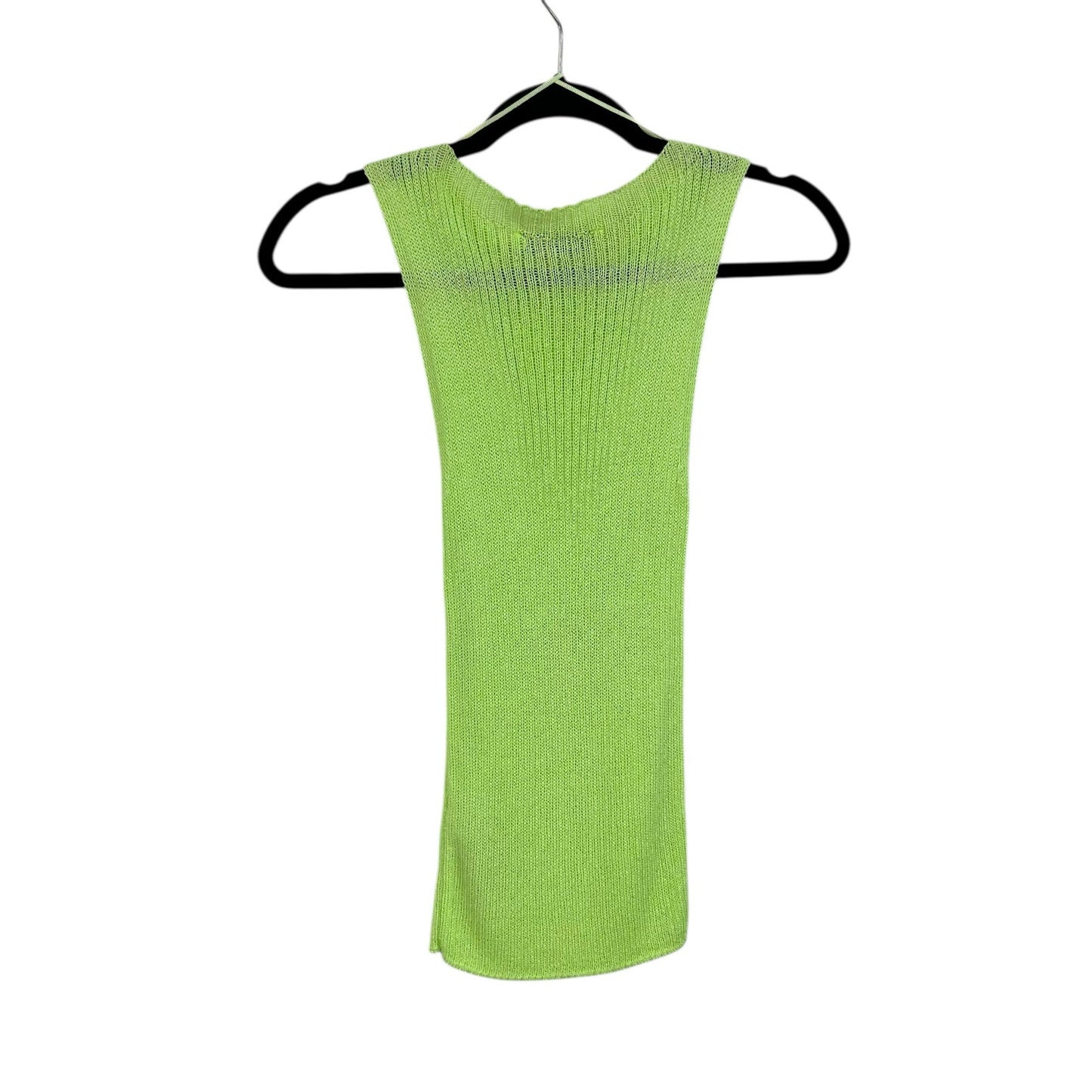 Zara Lime Green Knit Sleeveless Viscose Blend Tank Top Womens Small