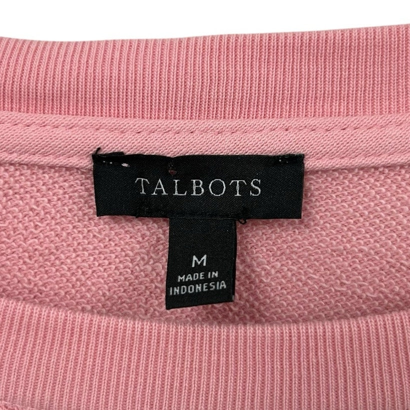 Talbots Pink Multicolor Floral Embroidered Crewneck Sweatshirt Womens Medium