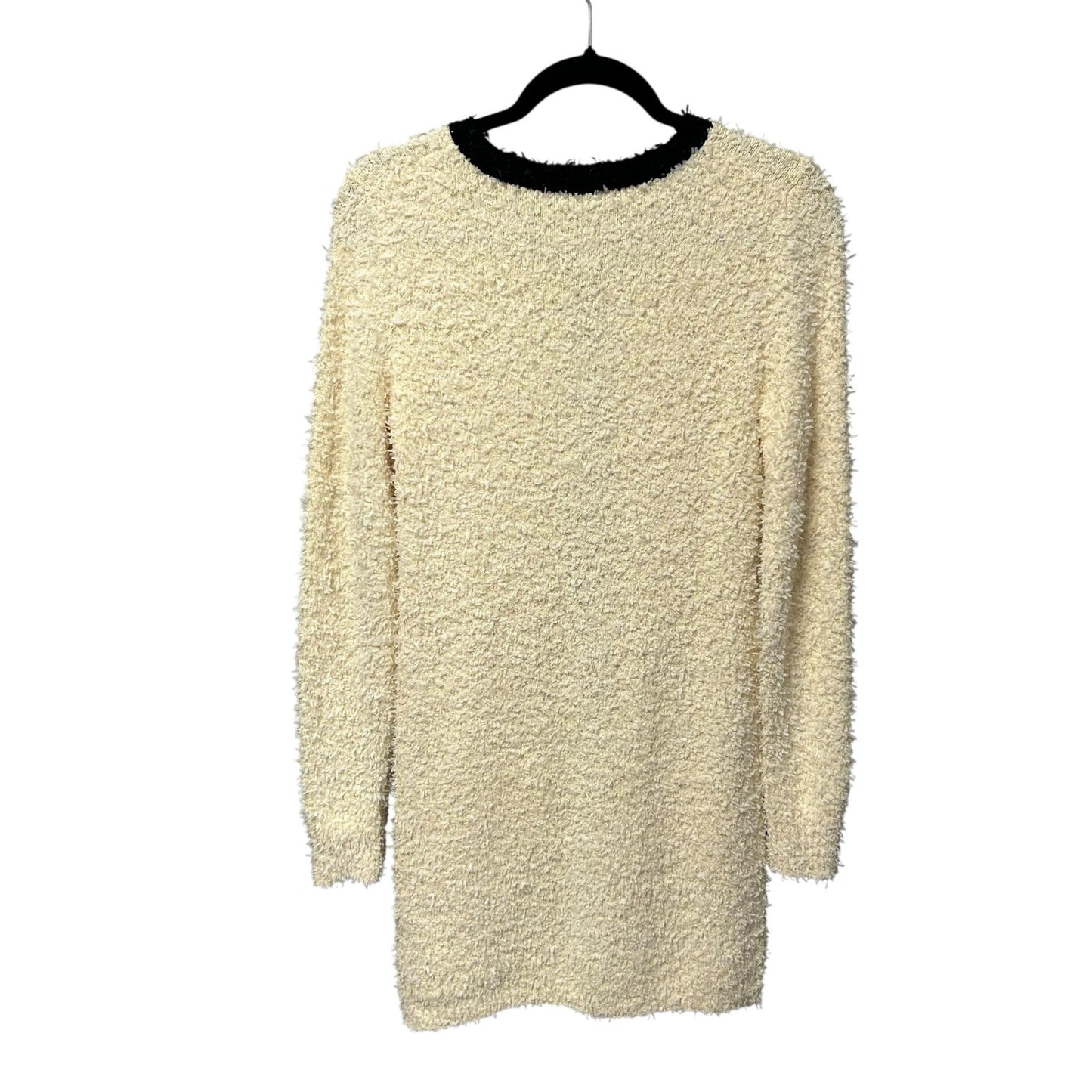 J. Crew Cream Black Textured Long Sleeve Mini Sweater Dress Womens Medium