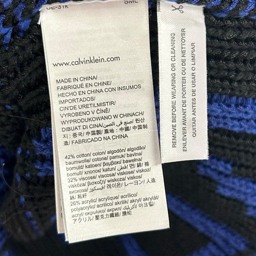 Calvin Klein Jeans Y2K Black Blue Heavyweight Crewneck Sweater Womens Large