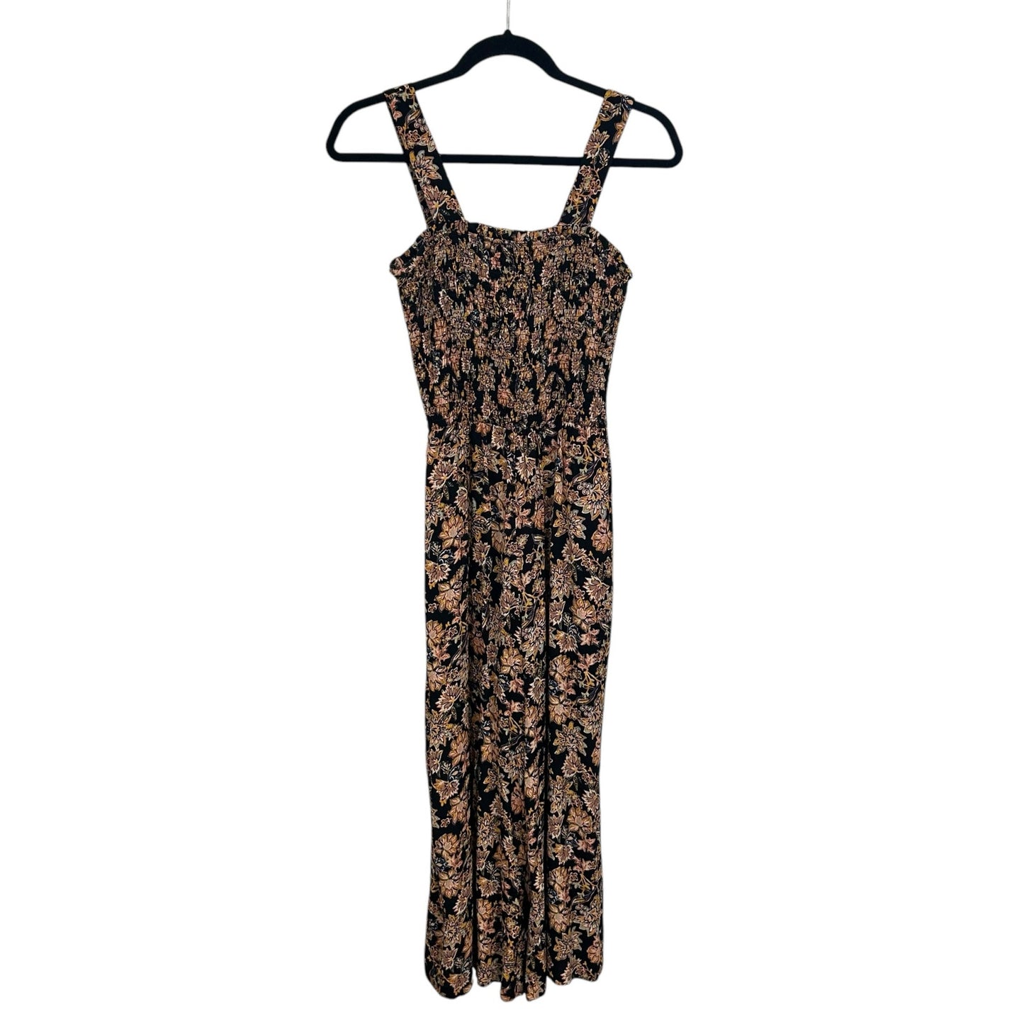 Evereve Black Multi Floral Print Smocked Bodice Maren Jumpsuit Womens Large