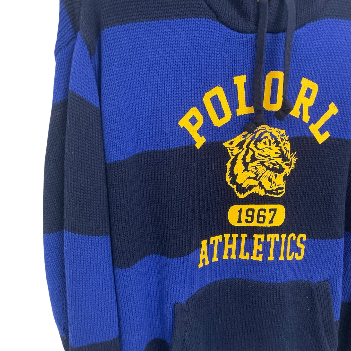 Polo Ralph Lauren Athletic Varsity Tiger Hooded Sweater Blue Navy Mens Large