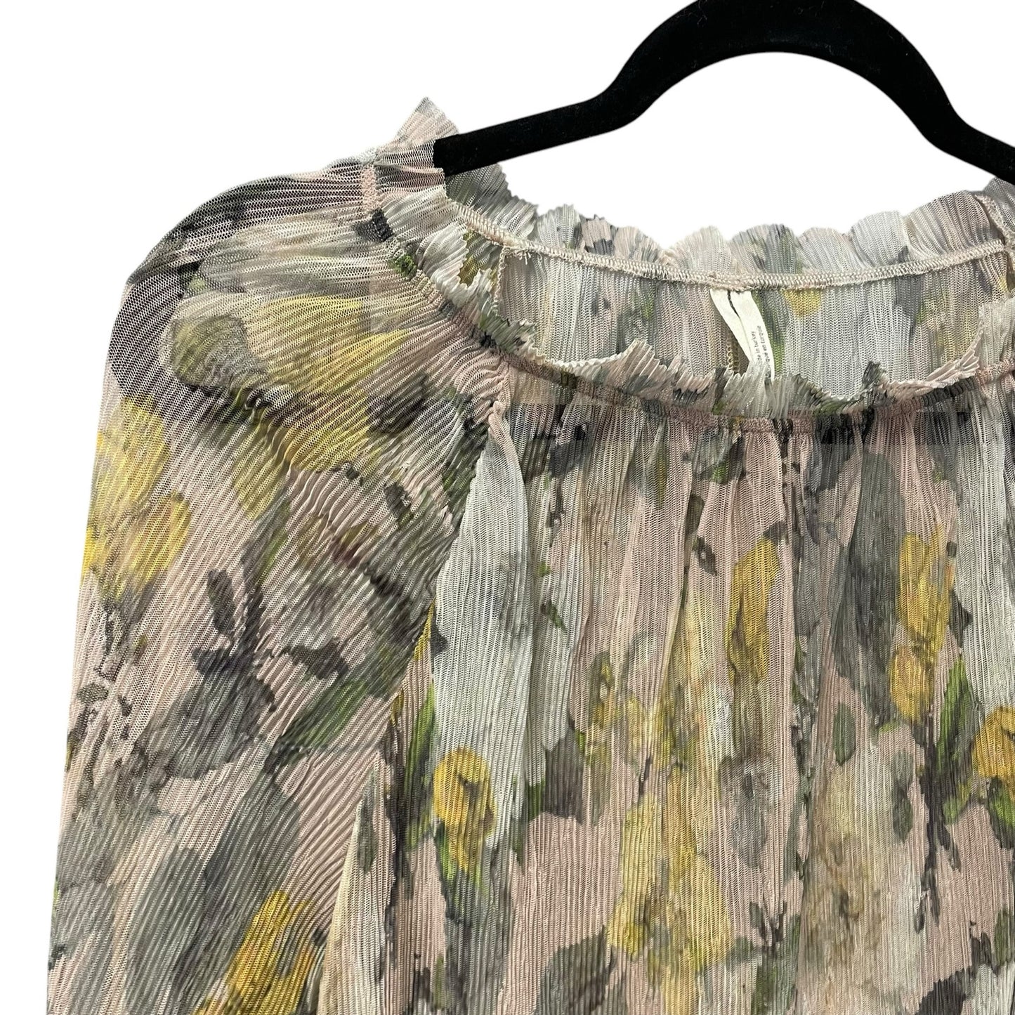 By Anthropologie Long Sleeve Printed Sheer Blouse Womens XS