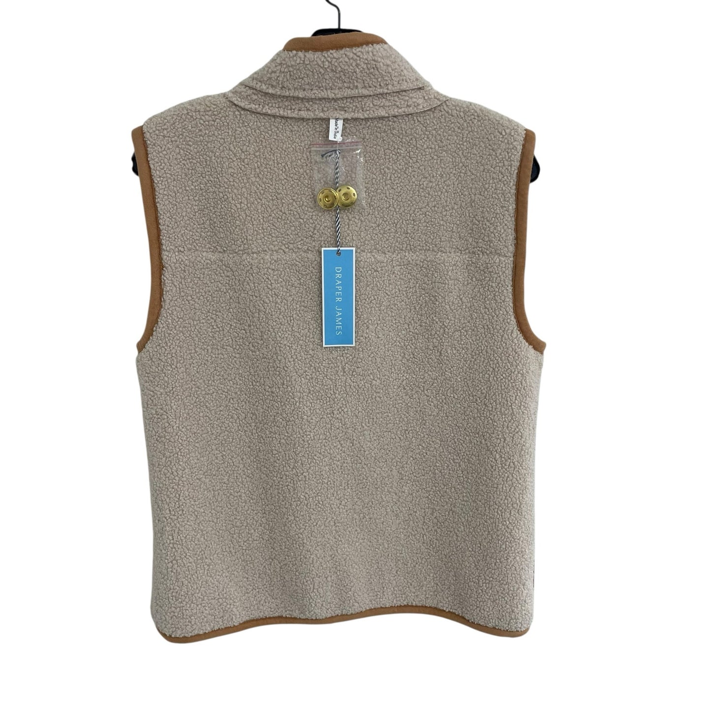 NWT Draper James Reversible Faux Suede Sherpa Vest Cream Tan Womens Small