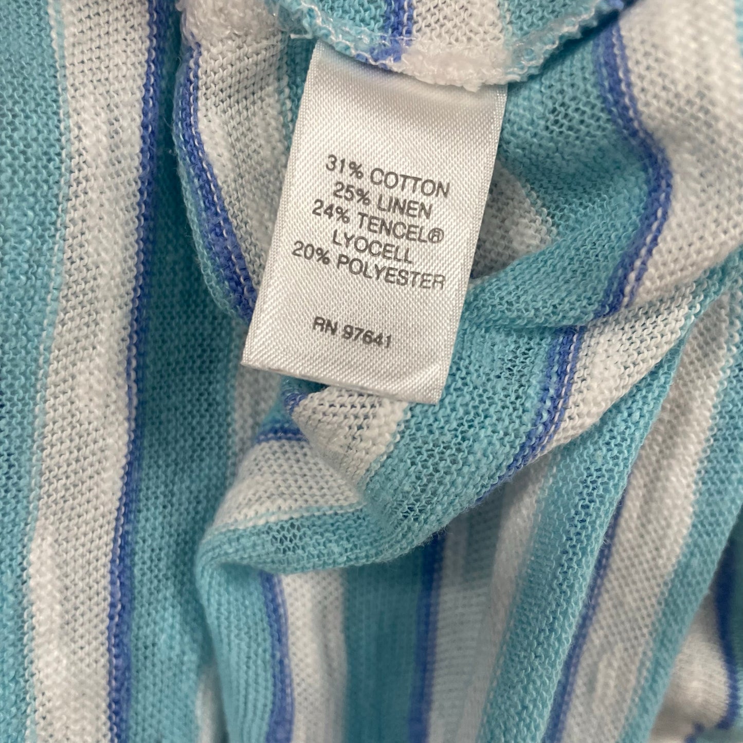 J. Jill Linen Blend Blue White Striped Short Sleeve T Shirt Womens Size XS